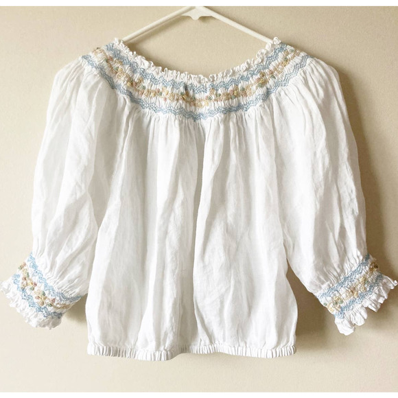 DOEN Alpine Top in Salt Smocked M RARE - Picture 6 of 8